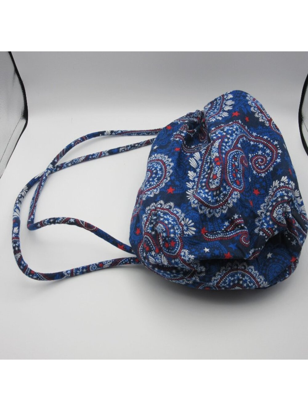 Vera Bradley Blue Paisley Star Drawstring Tote Bag Lightweight Cotton Lined